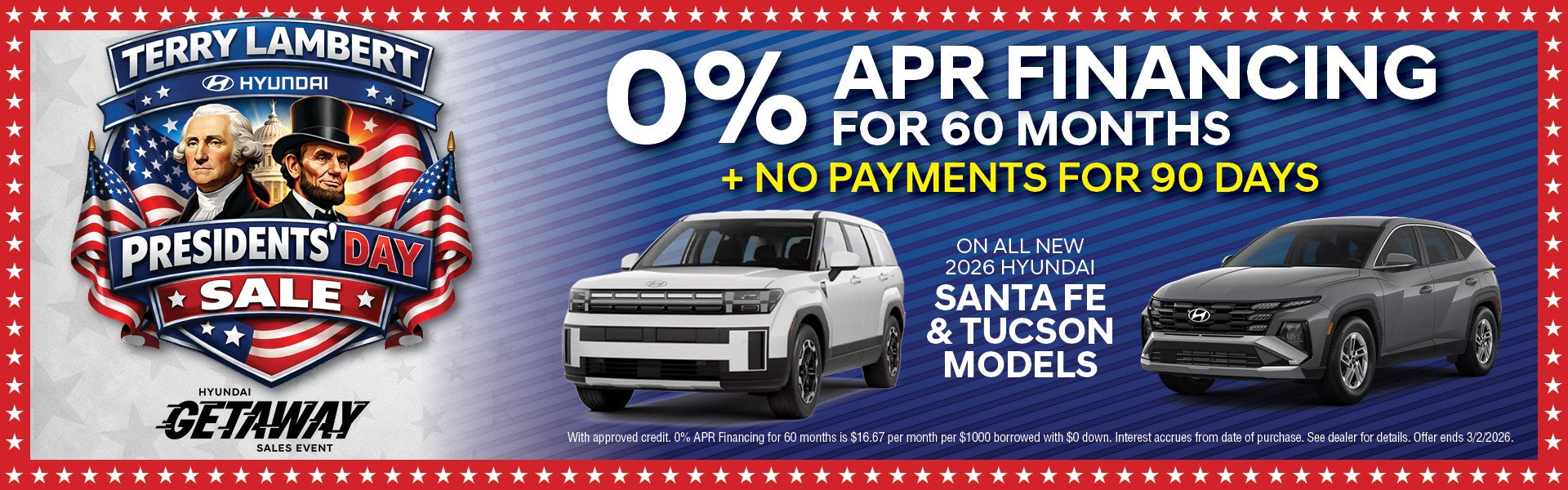 0% APR Financing for 60 months + No Payments for 90 Days